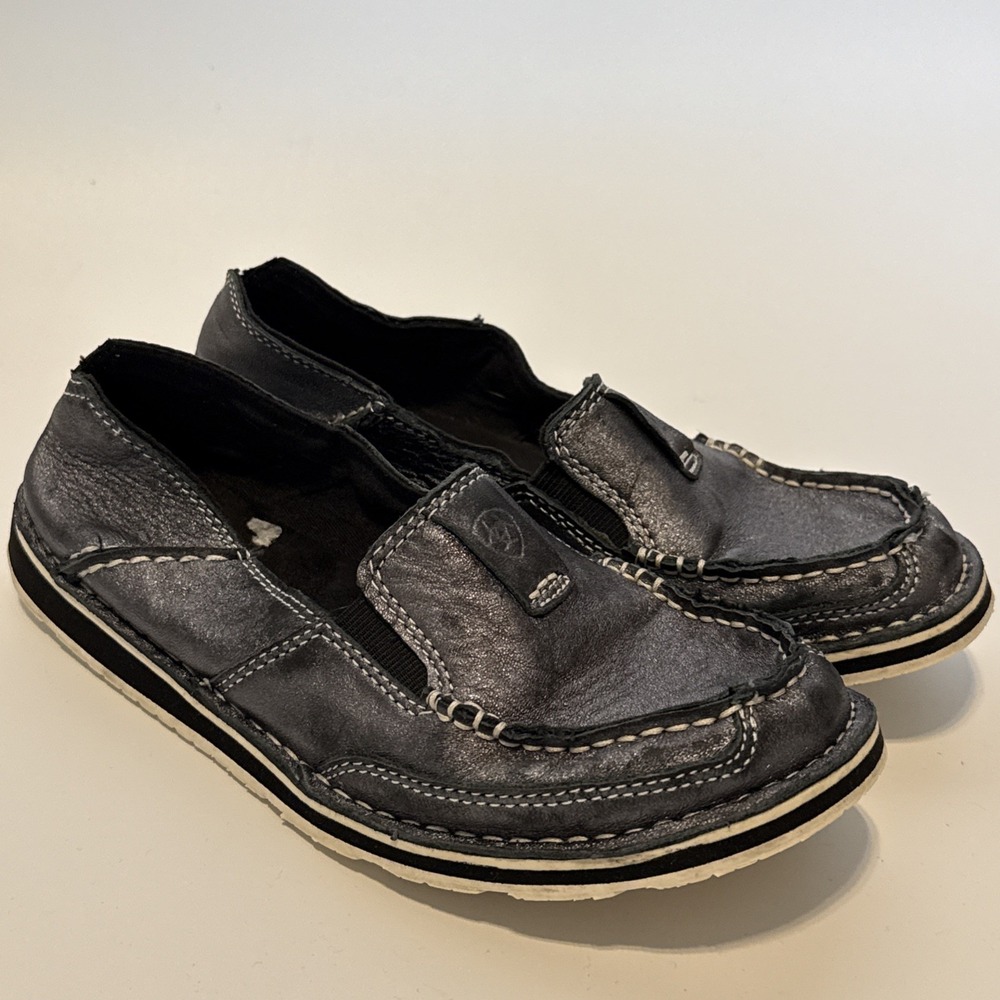 Ariat Cruiser Womens 6 B Metallic Pewter Silver Slip On Loafers Casual Western